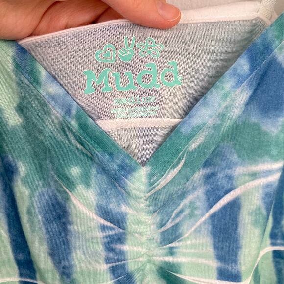 Mudd Juniors M Blue Green Tie Dye Y2K Babydoll Cami Tank Top Fairy Boho Hippie - Picture 6 of 9